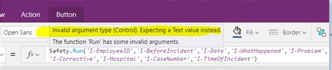I keep getting an invalid argument, expecting numeric. . Invalid argument type expecting one of the following powerapps